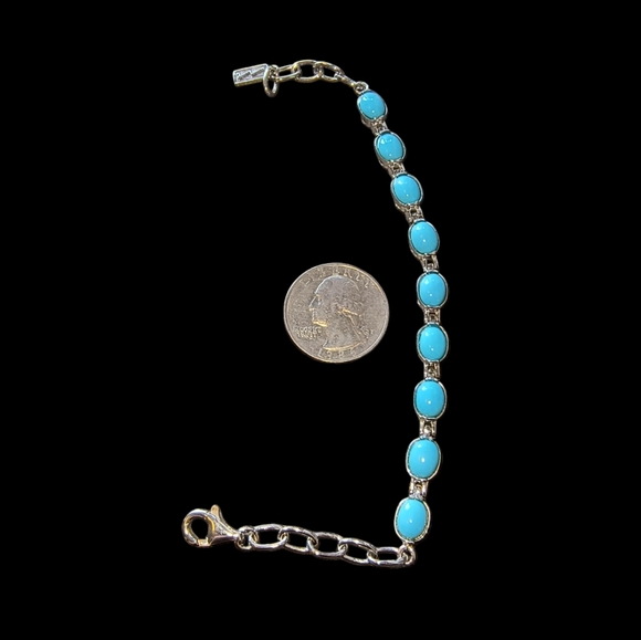 Sleeping Beauty Turquoise & Sterling Silver Line or Tennis Bracelet - Picture 5 of 12